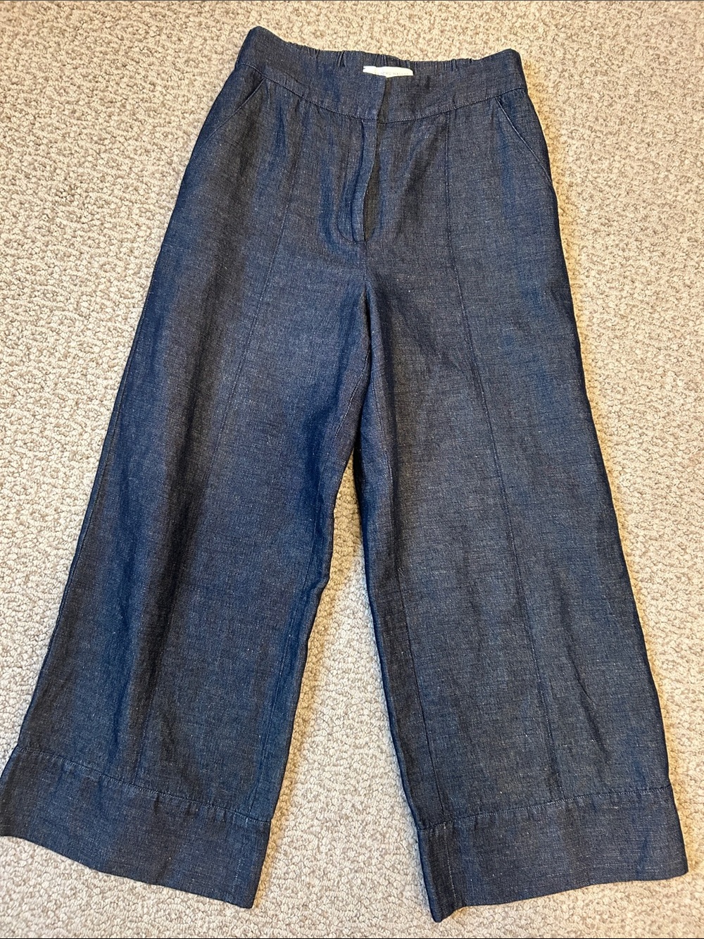 NWOT Brochu Walker Wide-Leg Cropped Pants in Dark Indigo